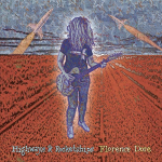 Florence Dore's album cover for Highways and Rocketships. It features an illustration of a woman with long hair over her face playing guitar.